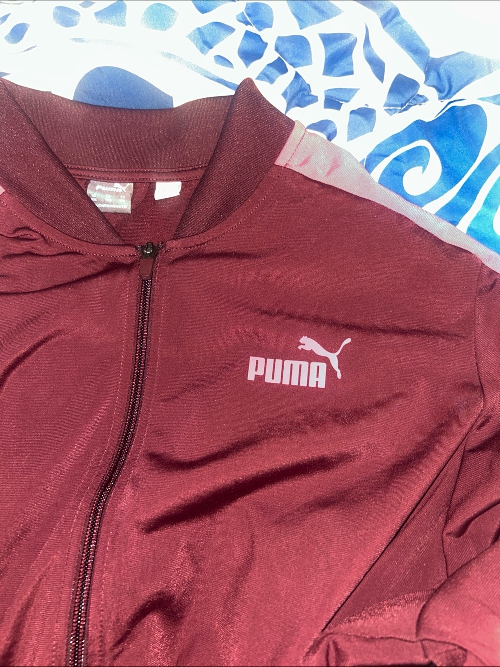 Puma Maroon Zip Jacket with Silver Logo